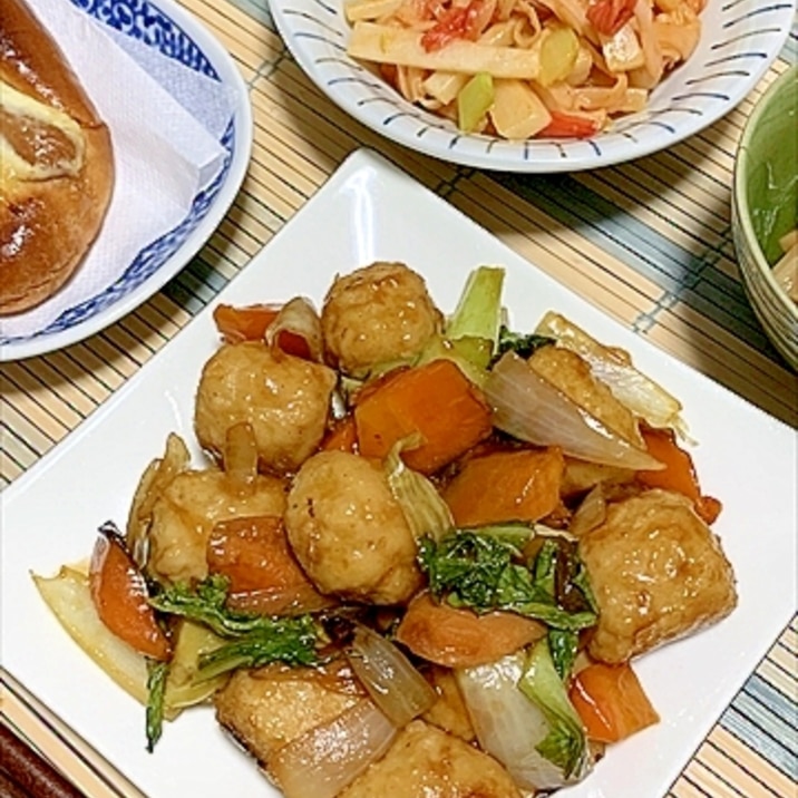 手作り気取れるだこにんぐと野菜の中華風甘酢あん炒め